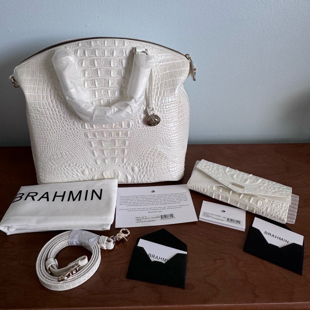 Brahmin Large Duxbury Satchel & matching Veronica Wallet Milk  color  both NWT